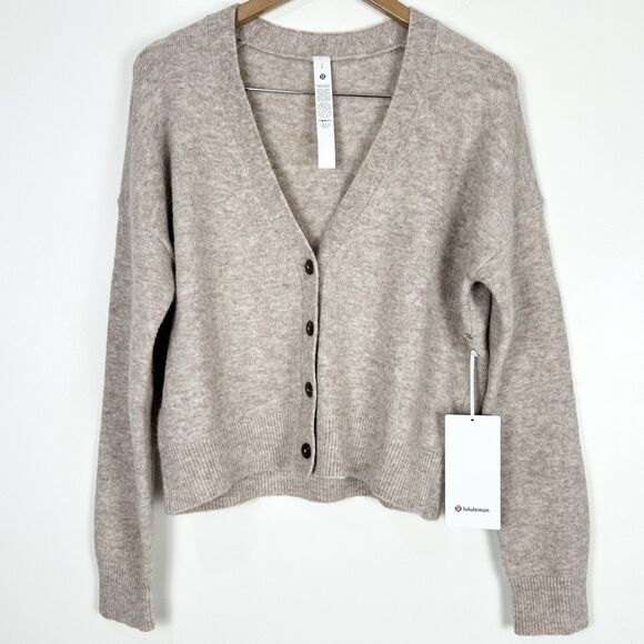 Lululemon Alpaca Wool-Blend Cardigan Sweater Heathered Crepe